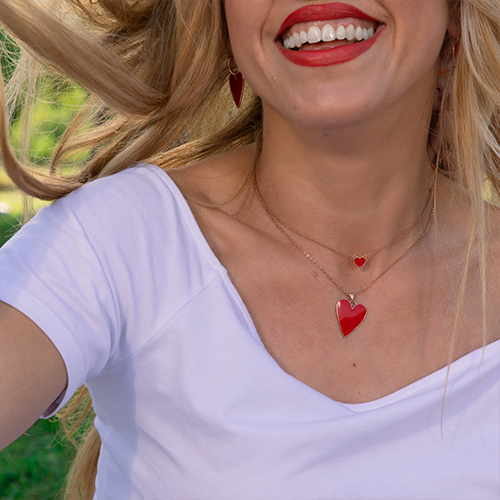 COLLANA CUORI MILANO BRERA CON CUORE ROSSO